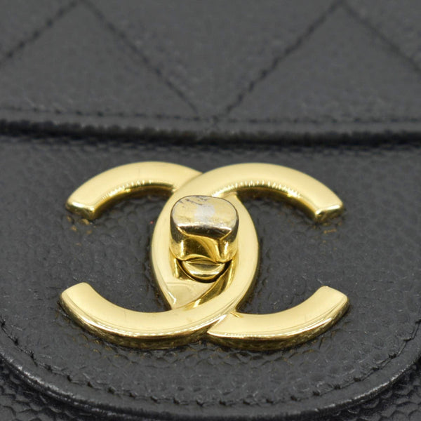 CHANEL Classic Maxi Flap Quilted Caviar Leather Shoulder Bag Black