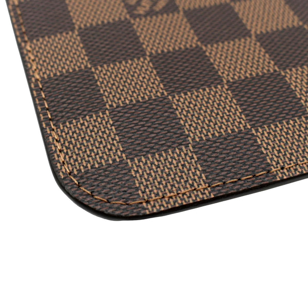LOUIS VUITTON Neverfull Damier Ebene Pochette Wristlet Pouch Brown