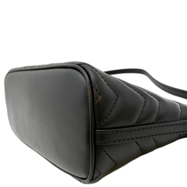 GUCCI GG Marmont Matelasse Chevron Leather Shoulder Bag Black 739166