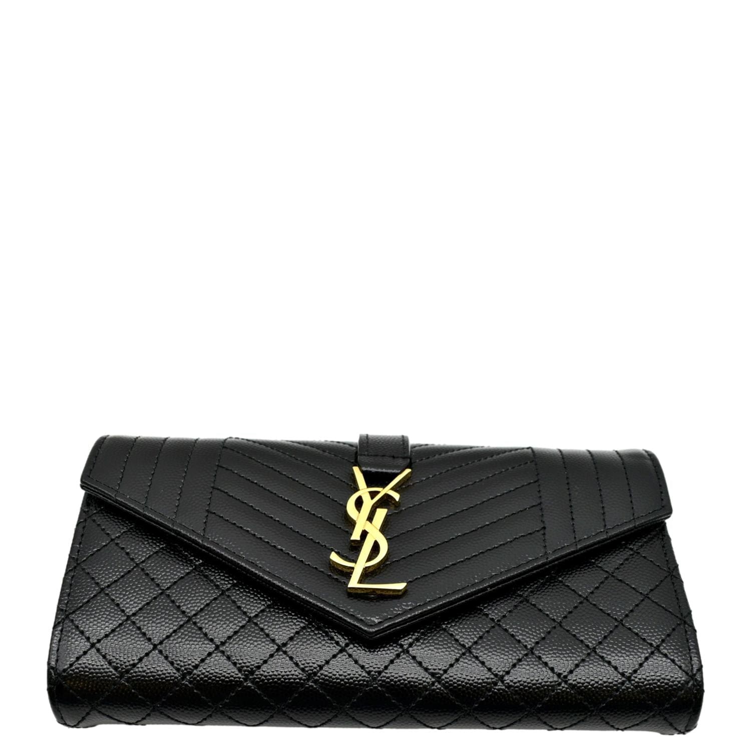 YSL logo quilted flap wallet
