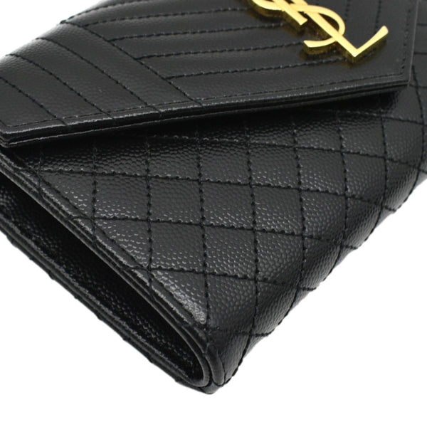 YVES SAINT LAURENT Envelope Flap Matelasse Leather Wallet Black