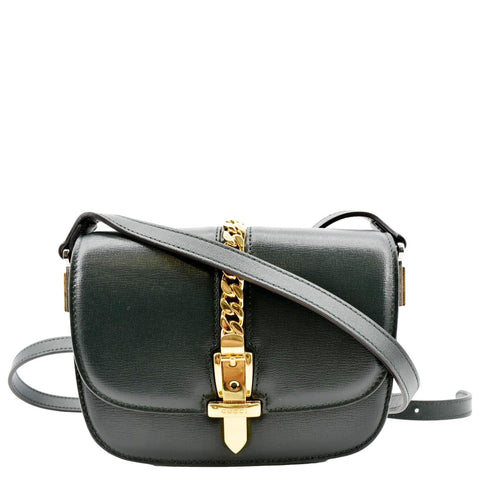 GUCCI Sylvie 1969 Mini Leather Shoulder Bag Green 615965
