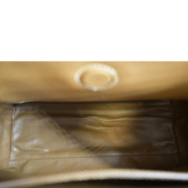 PRADA Vitello Sound Lock Leather Shoulder Bag Tan