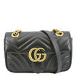 GUCCI GG Marmont Mini Leather Shoulder Bag Black 446744