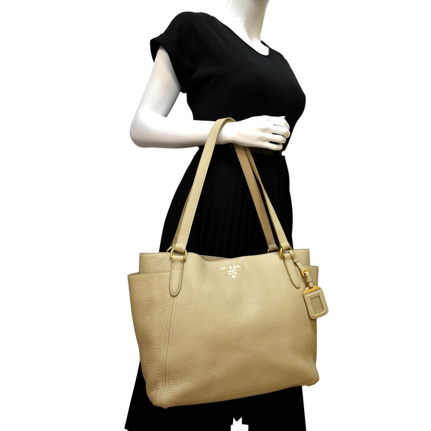 Prada Saffiano Leather Shoulder Bag, Beige