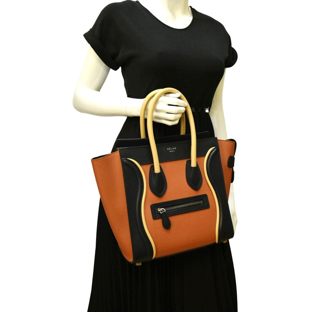 CELINE Luggage Leather Tote Bag Bicolor