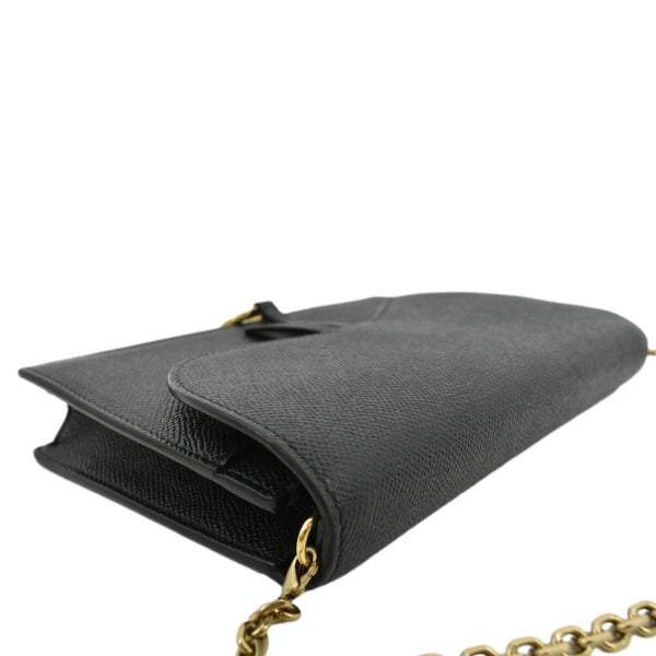 CHRISTIAN DIOR Long Saddle Leather Crossbody Chain Wallet Black