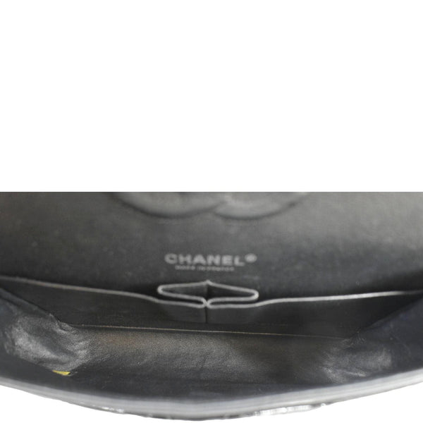 CHANEL Classic Medium Double Flap Patent Leather Shoulder Bag Black