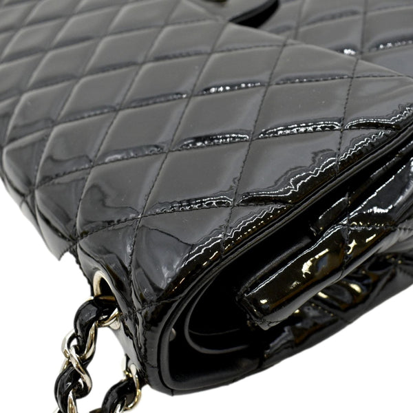 CHANEL Jumbo Flap Patent Leather Shoulder Bag Black