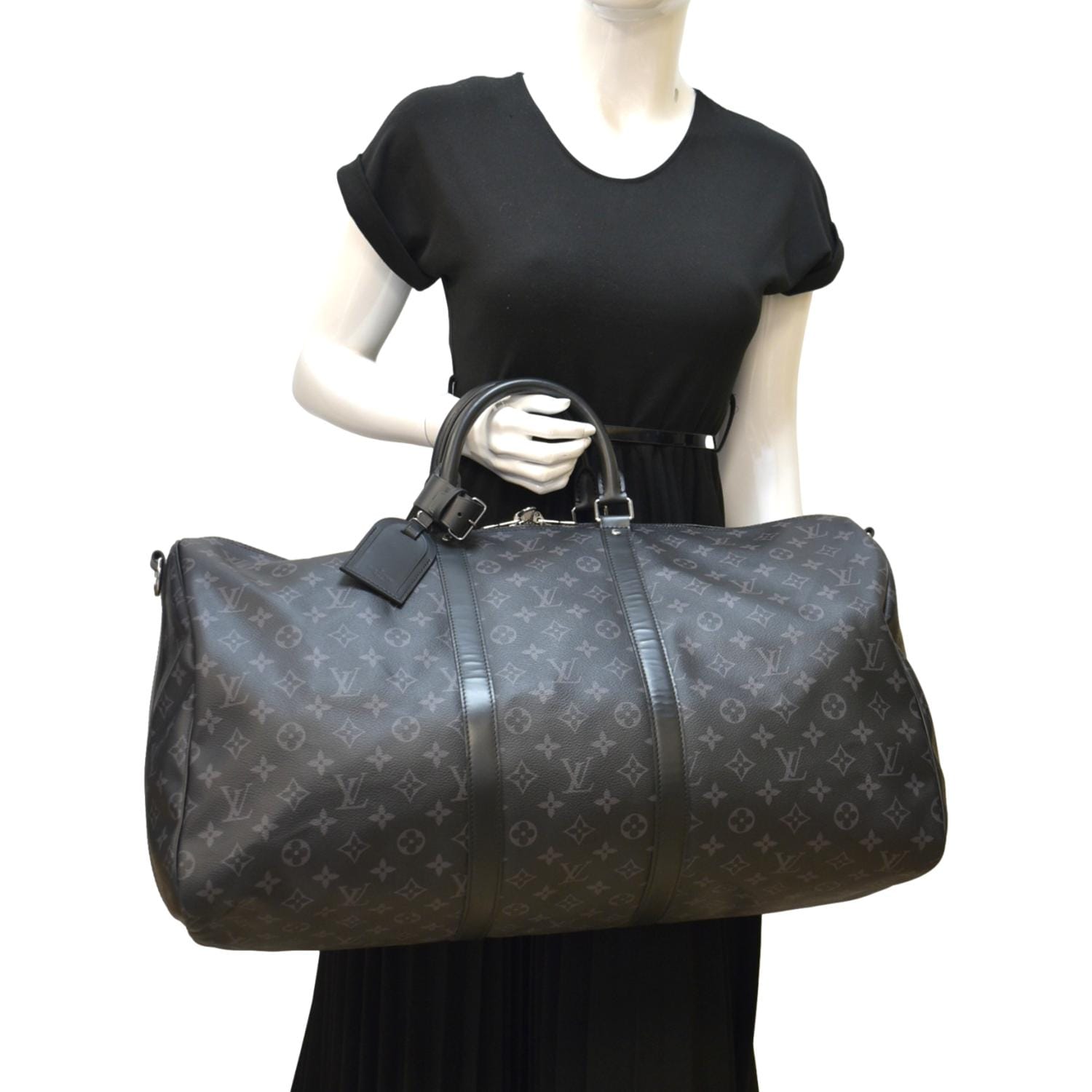 Louis Vuitton Keepall Bandouliere Bag Monogram Eclipse Canvas 55 Black  2354456