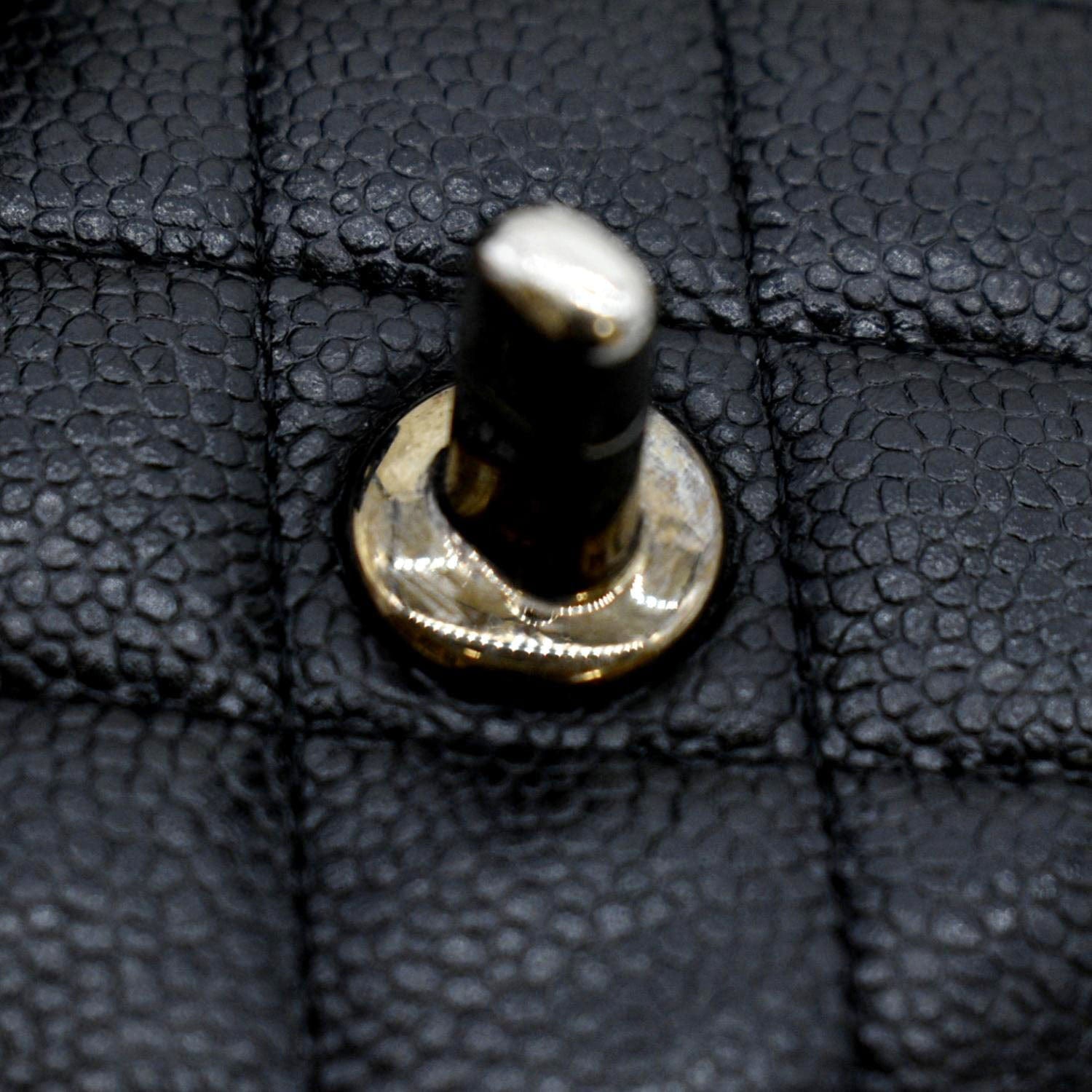 CHANEL Classic Medium Double Flap Quilted Caviar Leather Shoulder Bag