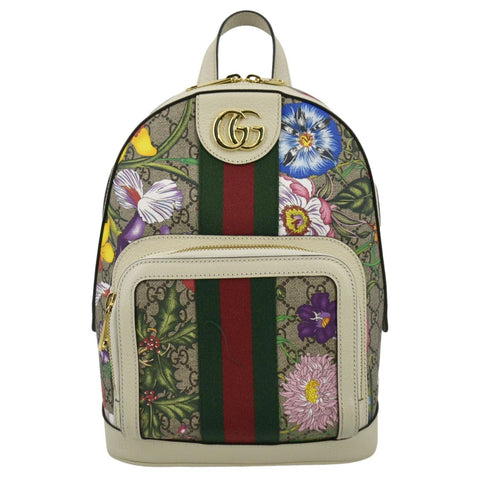 GUCCI Ophidia GG Flora Small Supreme Canvas Backpack Bag Beige 547965