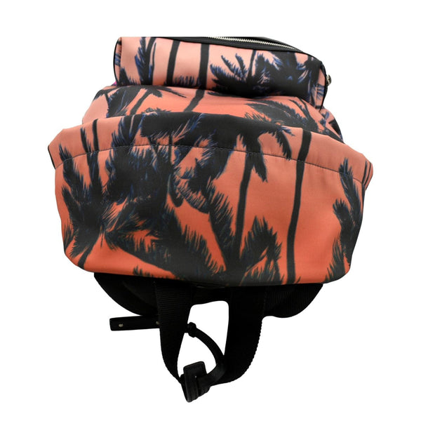 YVES SAINT LAURENT City Palm Print Canvas Backpack Bag Orange