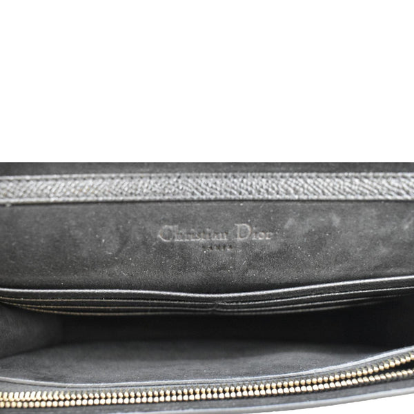 CHRISTIAN DIOR Long Saddle Leather Crossbody Chain Wallet Black