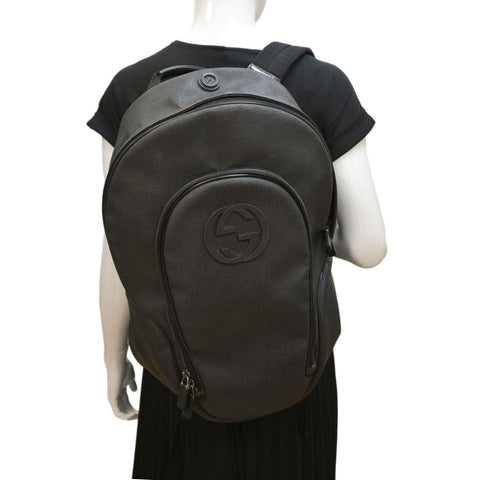 GUCCI Interlocking G Coated Canvas Backpack Black 223705