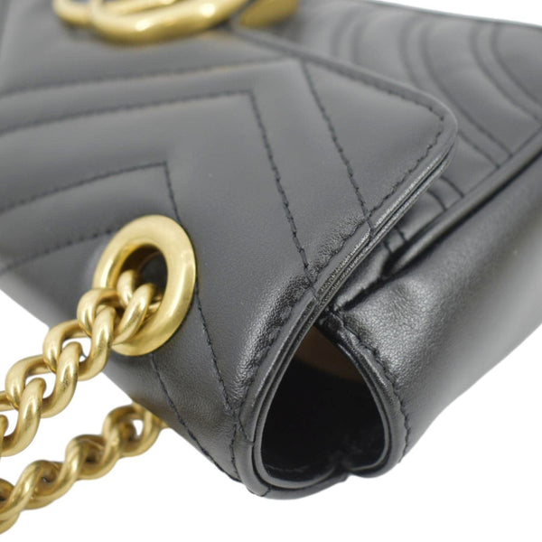 GUCCI GG Marmont Mini Leather Shoulder Bag Black 446744