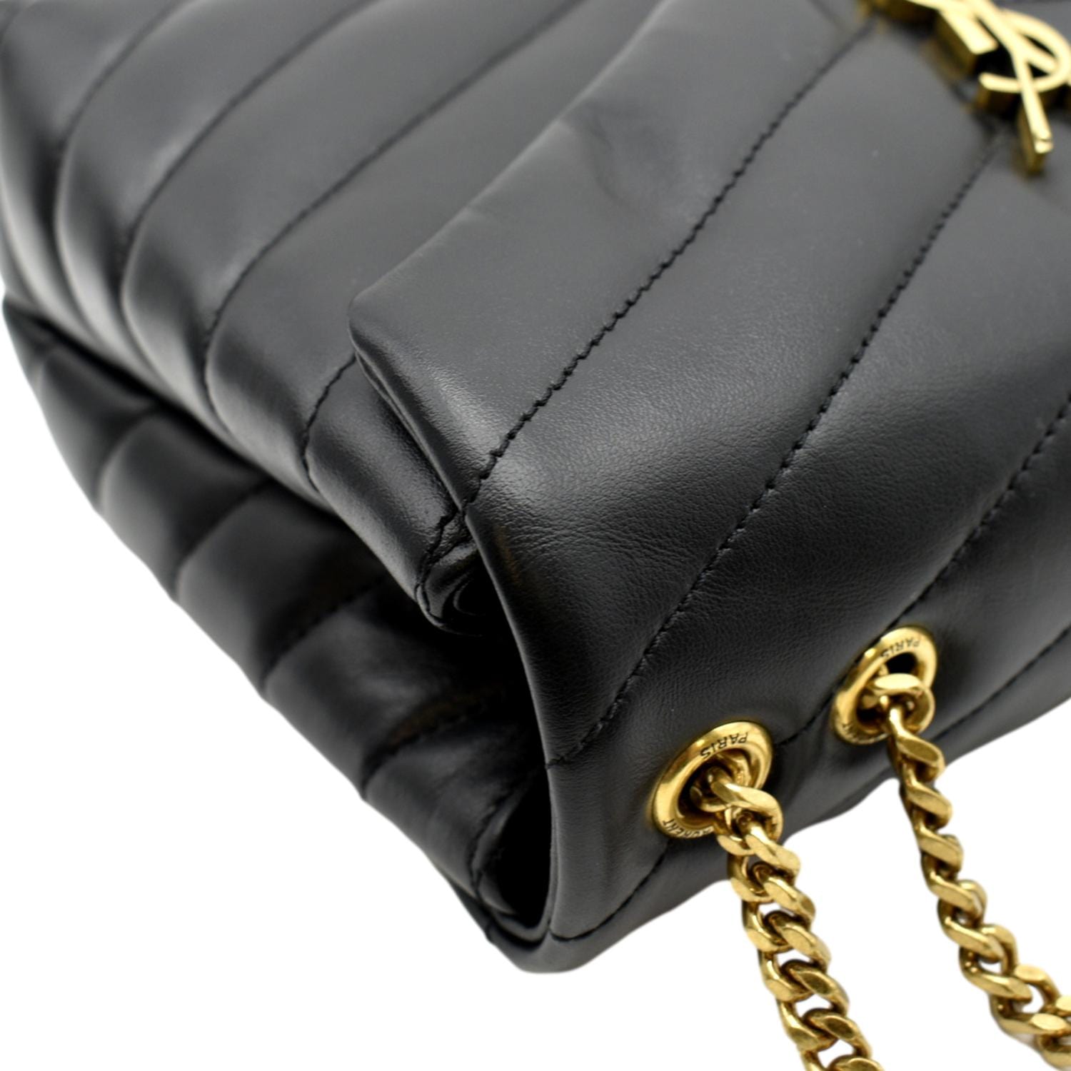 Chanel bag chain shoulder black gold metal fittings matelasse