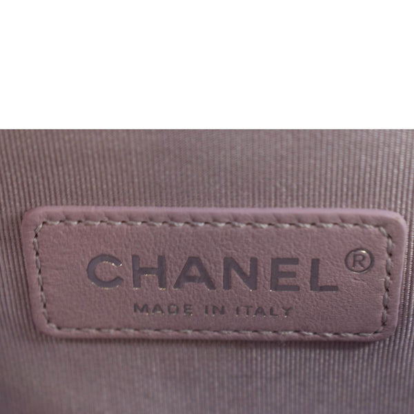 CHANEL Medium Boy Flap Metallic Chevron Shoulder Bag Light Purple