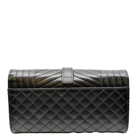 YVES SAINT LAURENT Envelope Flap Matelasse Leather Wallet Black