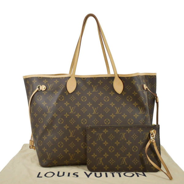 LOUIS VUITTON Neverfull GM Monogram Canvas Tote Handbag with pouch