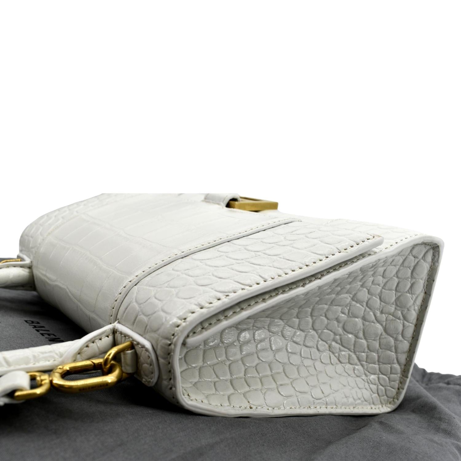 BALENCIAGA Croc Embossed Leather Shoulder Bag for Women