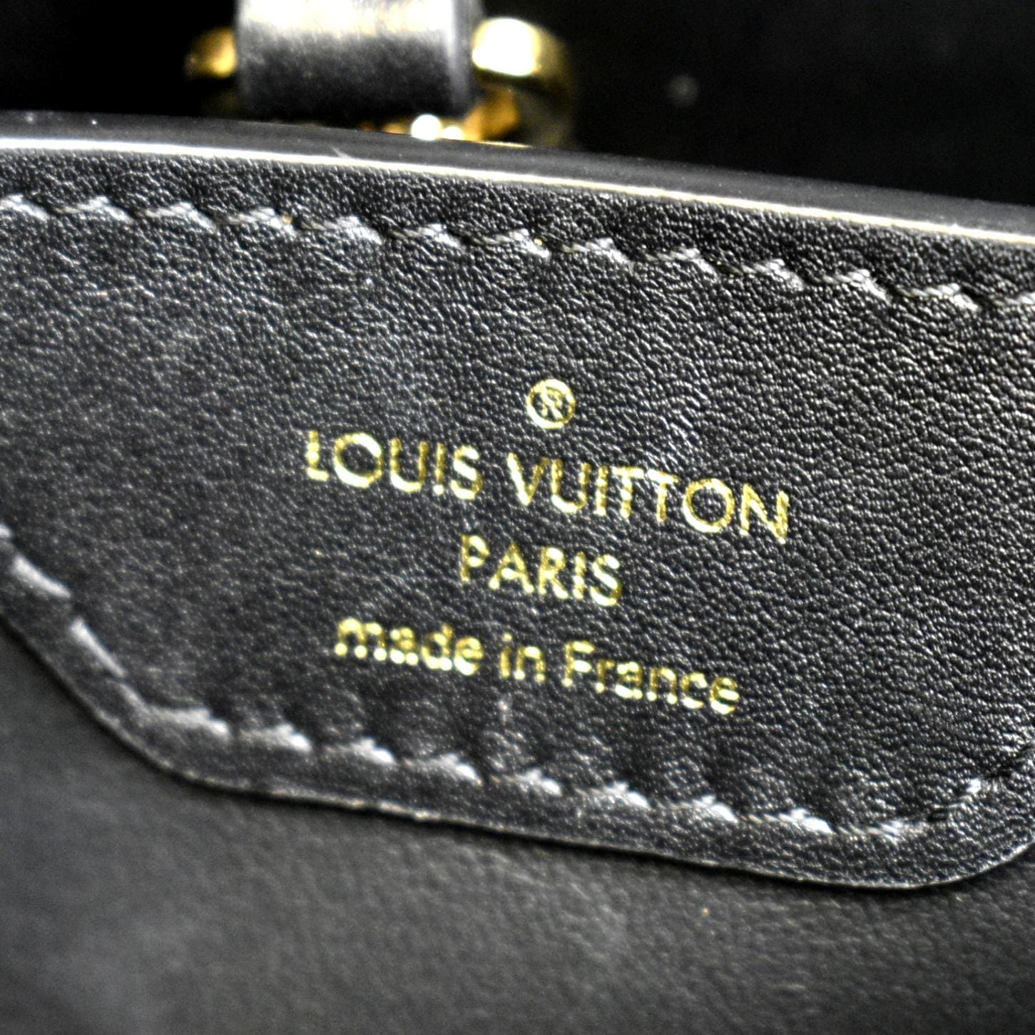 LOUIS VUITTON Capucines Quilted Leather Satchel Bag Black