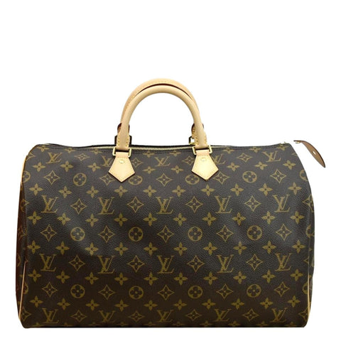LOUIS VUITTON Speedy 40 Monogram Canvas Satchel Bag Brown