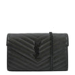 YVES SAINT LAURENT Cassandre Chain Wallet Leather Crossbody Bag Black