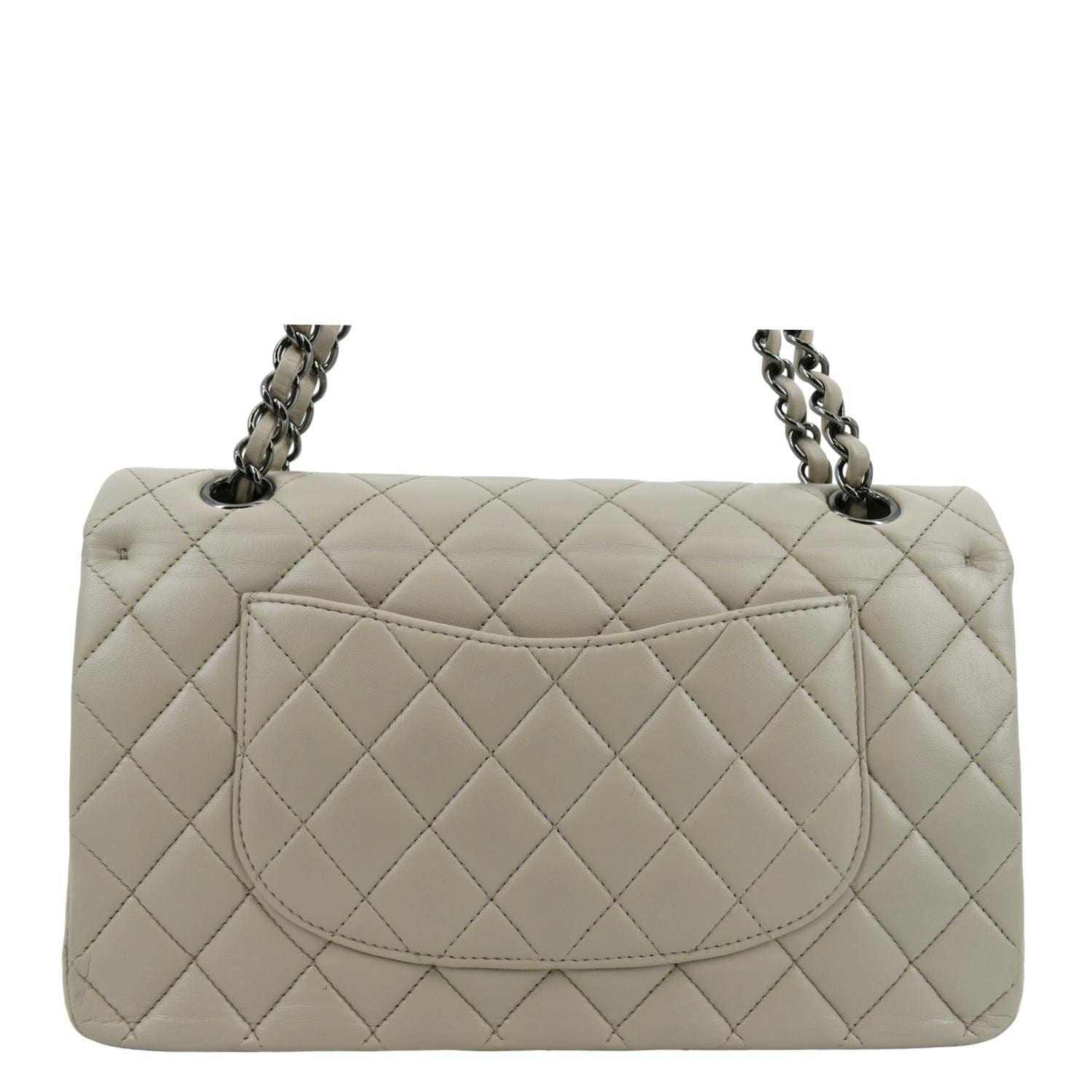 Chanel Medium Double Flap Calfskin Leather Shoulder Bag Grey
