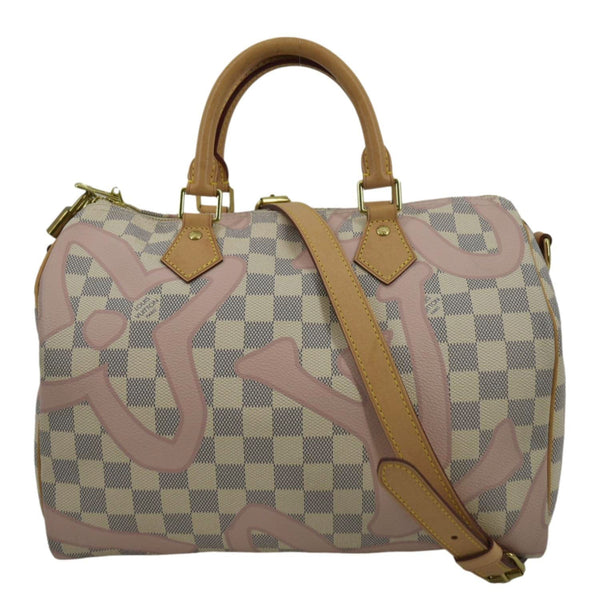 LOUIS VUITTON Tahitienne Speedy 30 Damier Azur Satchel Bag Rose Ballerine