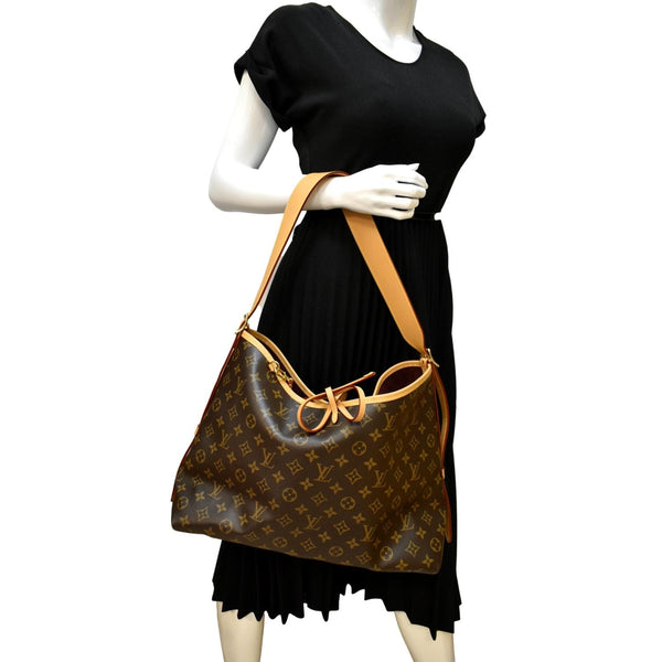LOUIS VUITTON Carryall MM Monogram Canvas Shoulder Bag Brown