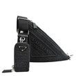 Prada Triangle Raffia Shoulder Bag Black