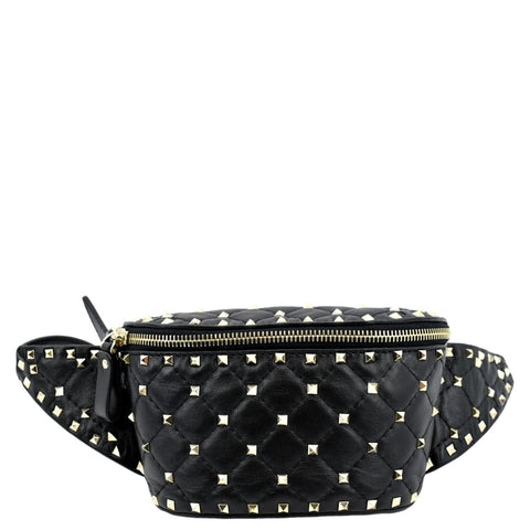 VALENTINO Free Rockstud Spike Leather Crossbody Belt Bag Black