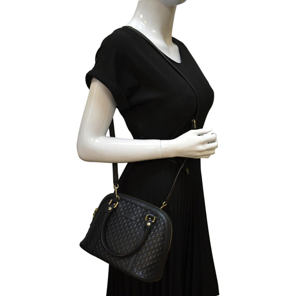 Gucci Mini Dome Leather Crossbody Bag in Black color - Full View