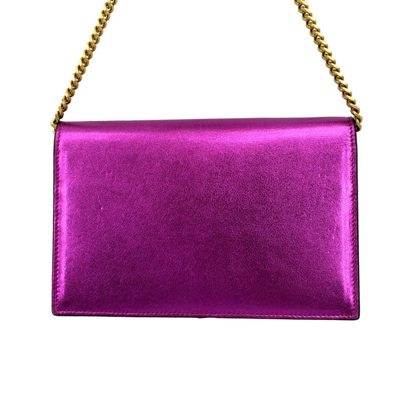 YVES SAINT LAURENT Kate Tassel Leather Wallet on Chain Bag Metallic Purple