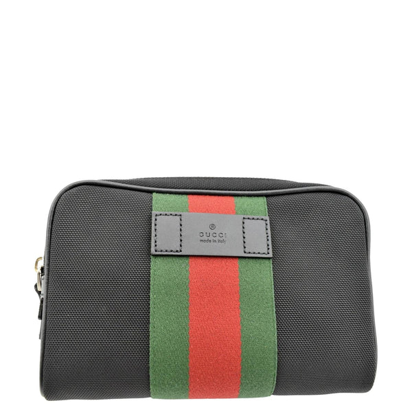 Gucci Web Monogram Canvas Slim Belt Bag in Black 