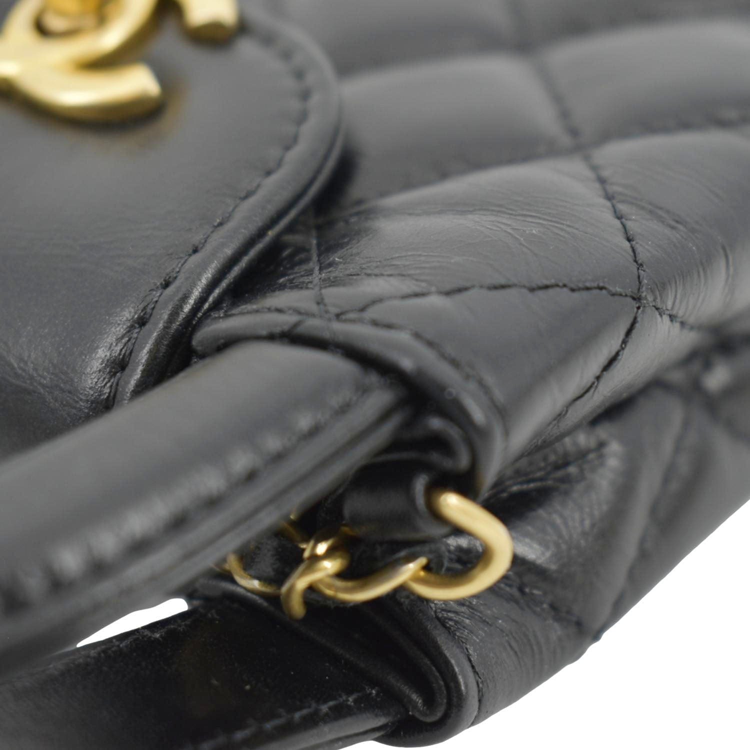CHANEL AP3435 Kelly Quilted Aged Calfskin Leather Shoulder Bag Black