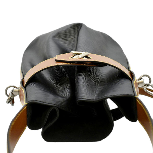 LOUIS VUITTON Twist Epi Leather Bucket Crossbody Bag Black