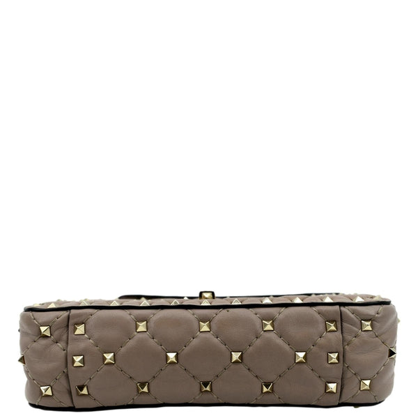 VALENTINO Rockstud Spike Quilted Leather Top Handle Crossbody Bag Poudre