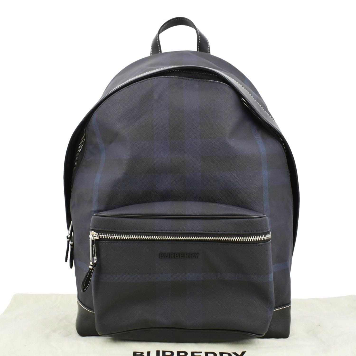 burberry leather men backpack BURBERRY Rocco Check Fabric Backpack Navy Blue