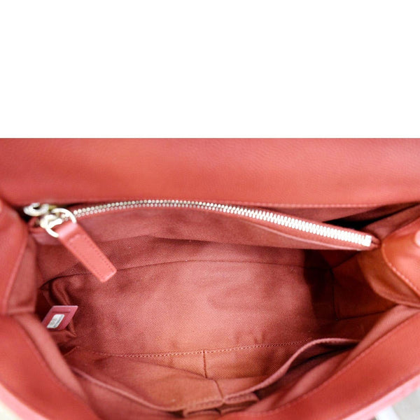 Chanel Medium Coco Leather Top Handle Shoulder Bag in Red Color - Inside