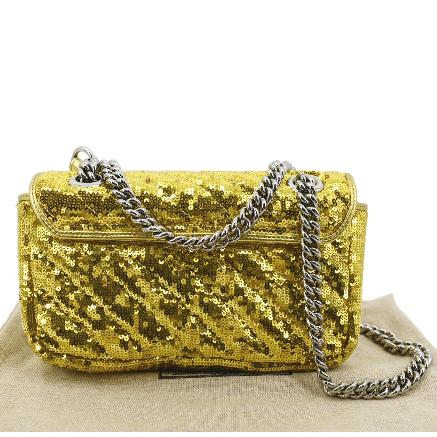 Gucci GG Mini Marmont Sequin Shoulder Bag Gold