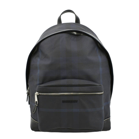 BURBERRY Rocco Check Fabric Backpack Navy Blue