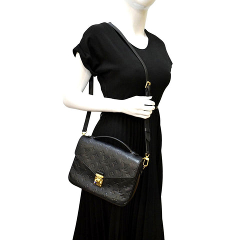 LOUIS VUITTON Metis Pochette Empreinte Leather Crossbody Bag Black