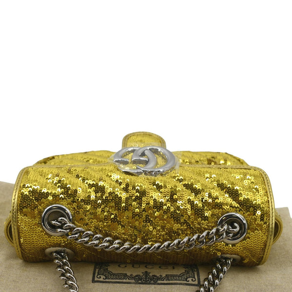 Gucci GG Mini Marmont Sequin Shoulder Bag Gold - Top