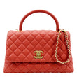 Chanel Medium Coco Leather Top Handle Shoulder Bag in Red Color