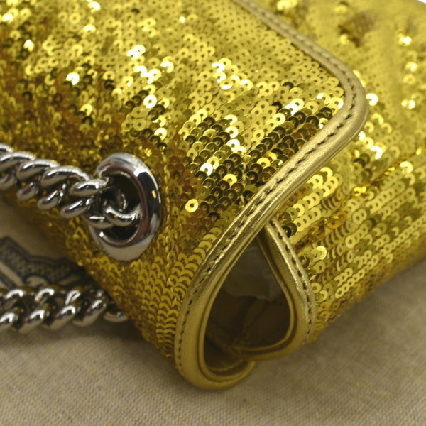 Gucci GG Mini Marmont Sequin Shoulder Bag Gold - Top left