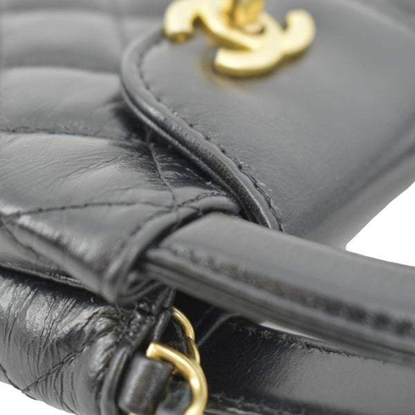 CHANEL AP3435 Kelly Quilted Aged Calfskin Leather Shoulder Bag Black