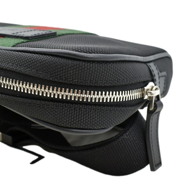 Gucci Web Monogram Canvas Slim Belt Bag in Black