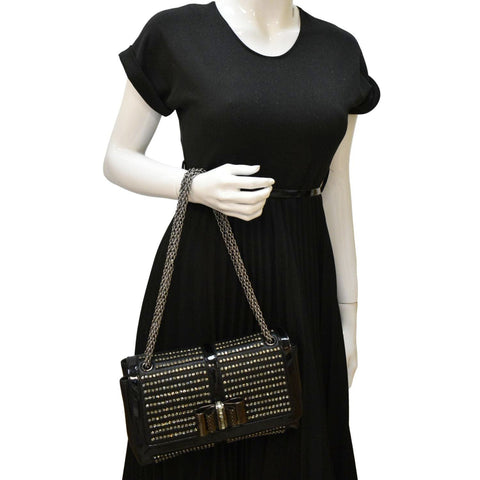 CHRISTIAN LOUBOUTIN Charity Studded Leather Shoulder Bag Black